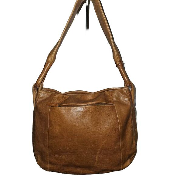 Derek Alexander Central Park Classic Hobo Light Brown Leather Handbag 15"x12" - Picture 3 of 16